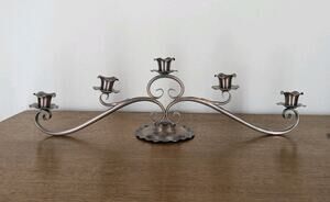 Vintage Gregorian Solid Rose Copper 5 Candle Holder Long Centerpiece Candelabra